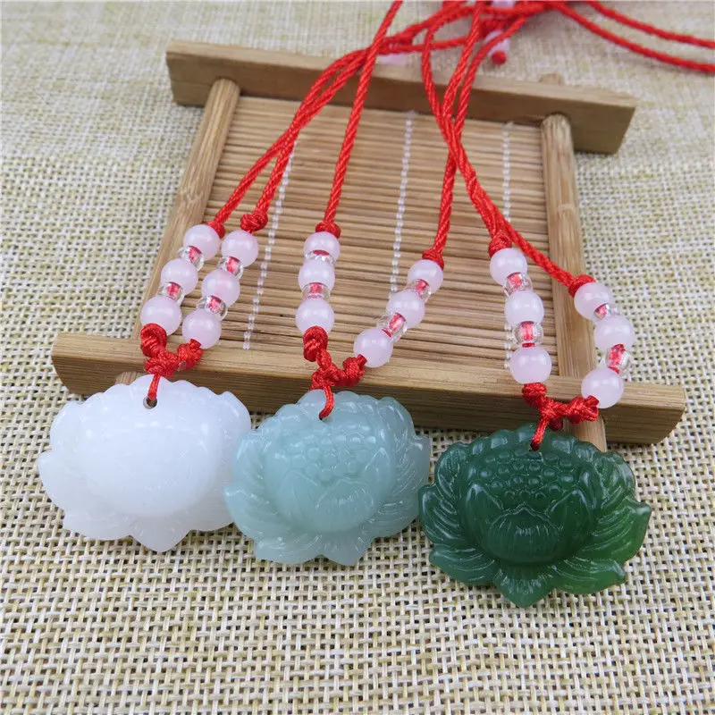 Natural Green Jade Lotus Penda - Women Accessories Trendy recension och pris