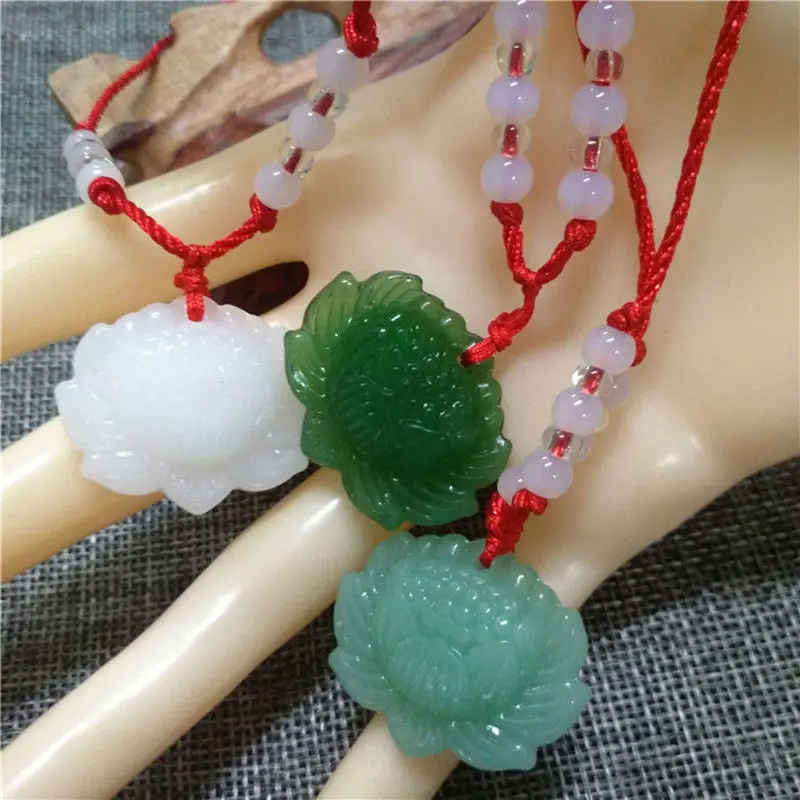 Natural Green Jade Lotus Penda - Women Accessories Trendy recension och pris