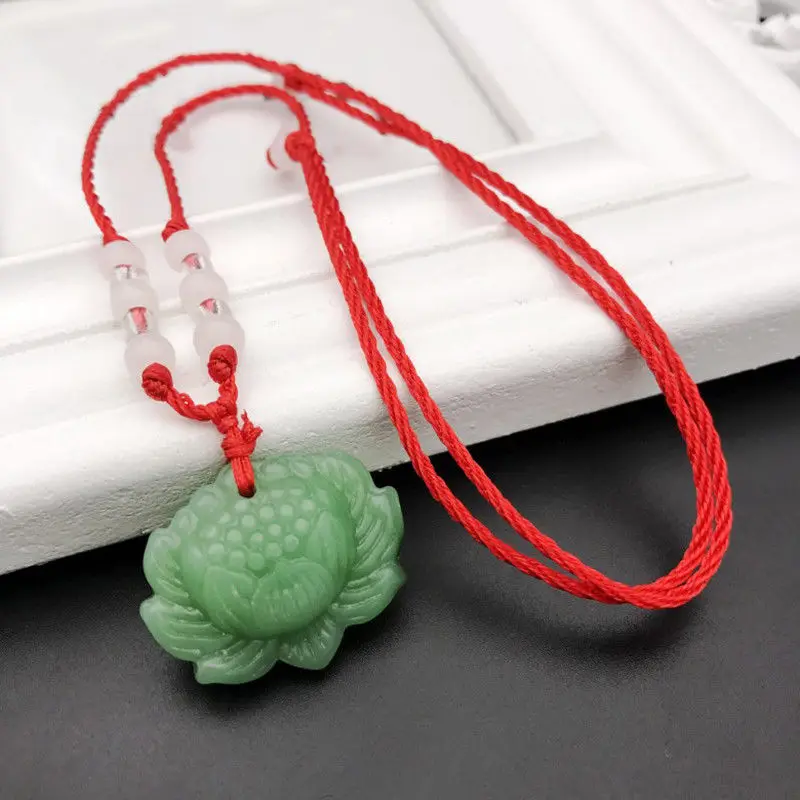 Natural Green Jade Lotus Penda - Women Accessories Trendy recension och pris